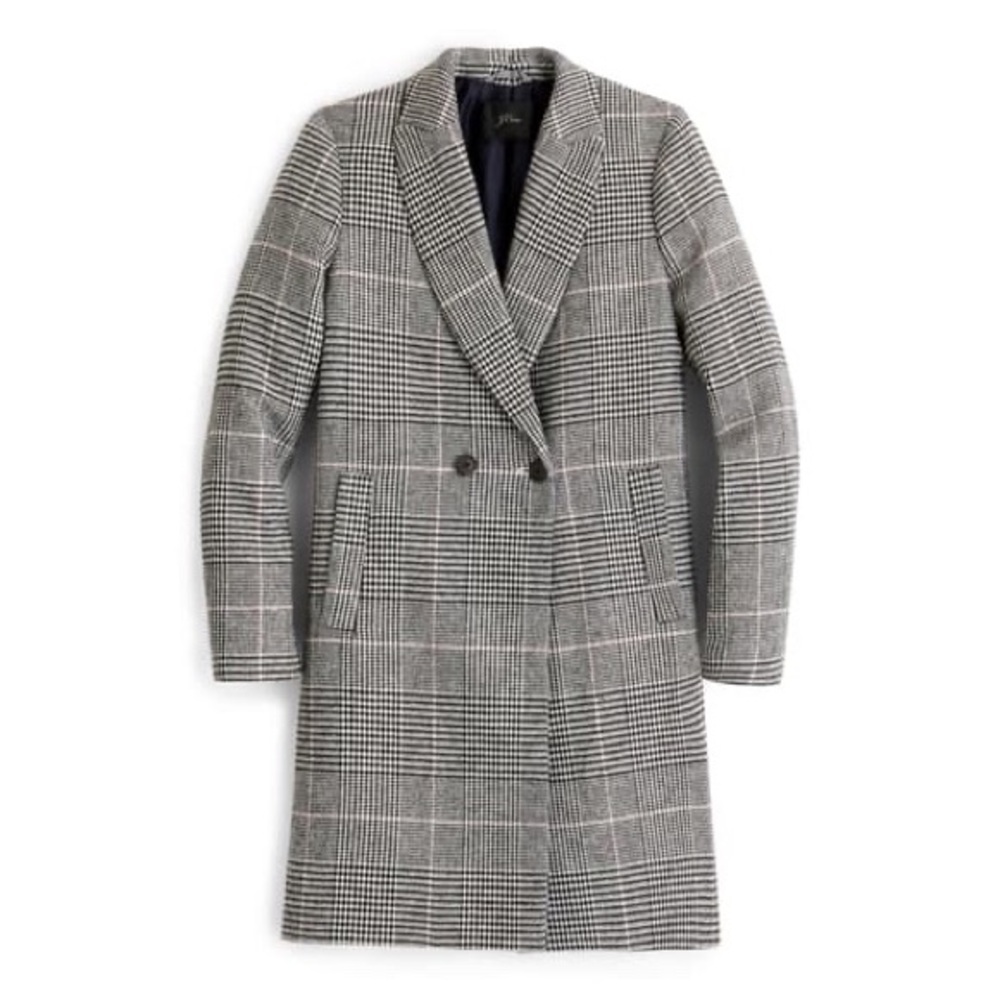 J Crew Daphne Topcoat Grey Pink Glen Plaid 10